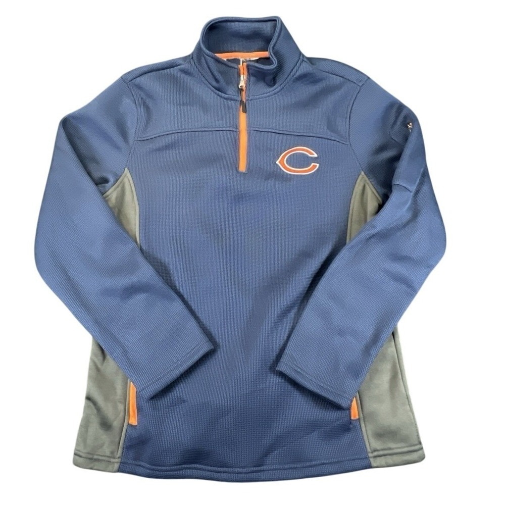 NFL Team Apparel Chicago Bears Navy Blue Mens Small 1/4 Zip Pullover Jacket Logo
